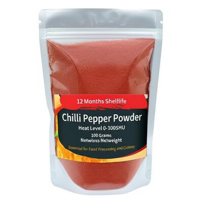 Gluten Free Chinese Cuisine Chilli Pepper Powder with 100 Grams Net Weight and Mild Heat